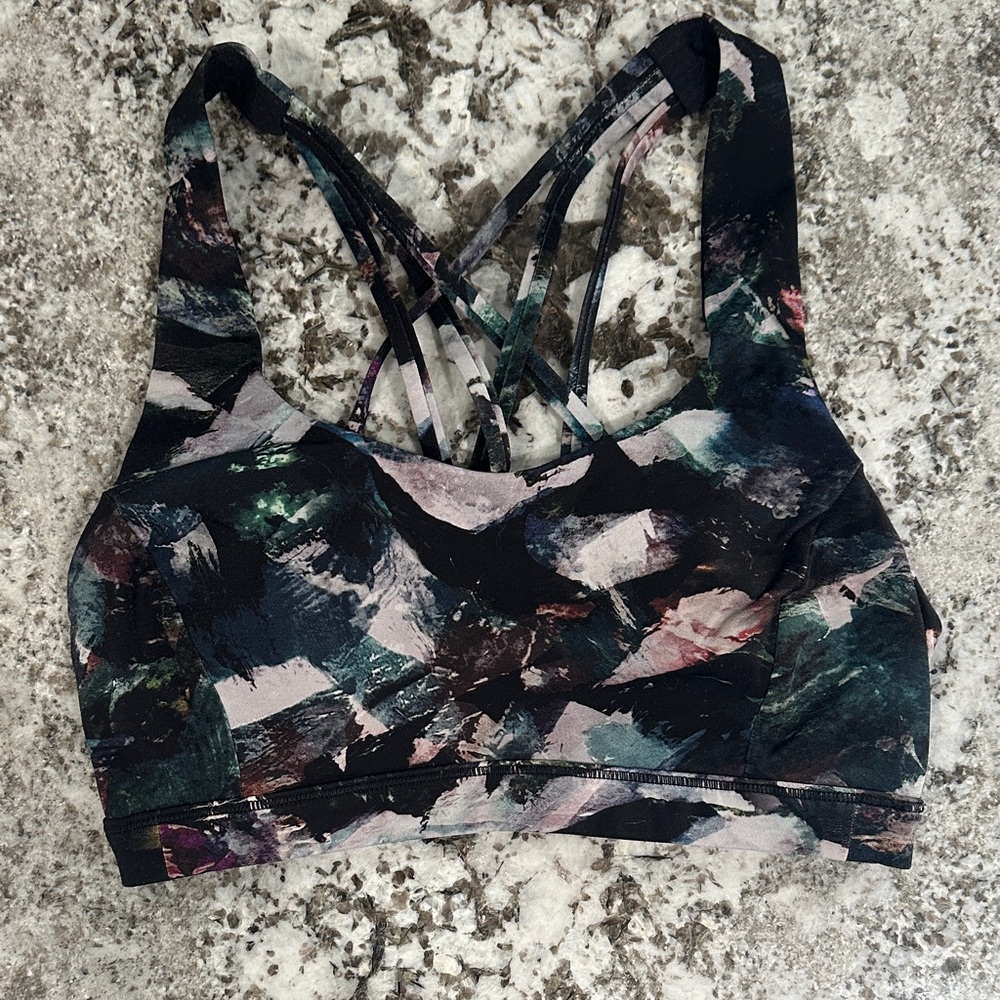 lululemon athletica Painted Abstract Multicolor Strappy Sports Bra